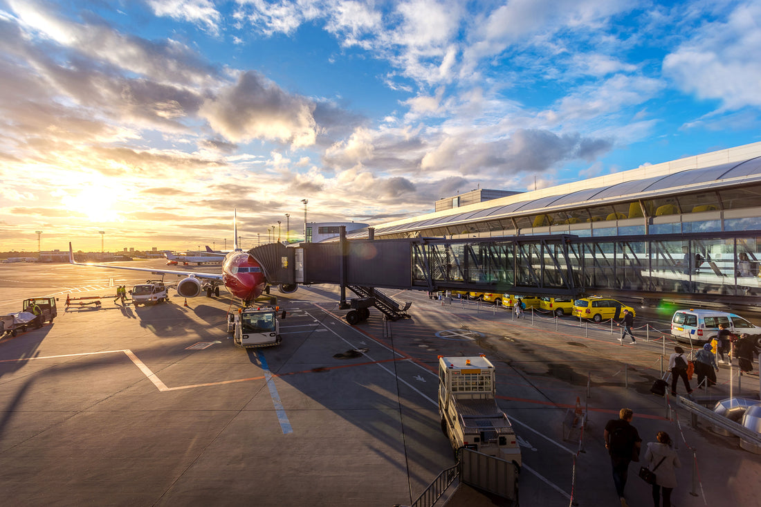 Business traveller at airport with luggage